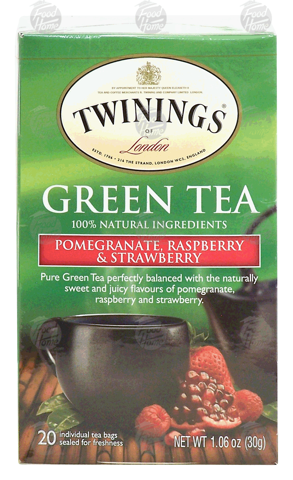 Twinings Of London  green tea with pomegranate, raspberry & strawberry flavors, 20-tea bags Full-Size Picture